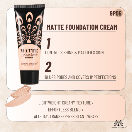 Global Fashion matte foundation close up waterproof oil free finish كريم اساس لقطة مقربة مطفي