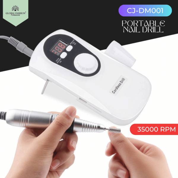 CJ-DM001 Nail Drill Kit 30000 RPM Electric | White Cordless Nail Drill 30000 RPM LCD Electric Nail File UAE GCC | جهاز أظافر