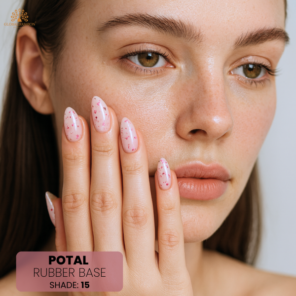 Rubber Base Potal 8ml, Shade 15 – Gold Foil Nail Base Coat
