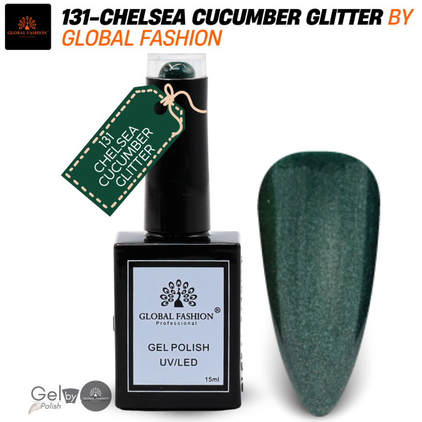 Earthy Elegance Nail Polish 15ml UV LED | 131-Chelsea Cucumber Glitter 1p Earth Tone Gel Nail Polish Bottle 15ml - UV LED Soak Off Nail Color UAE GCC | طلاء أظافر جل