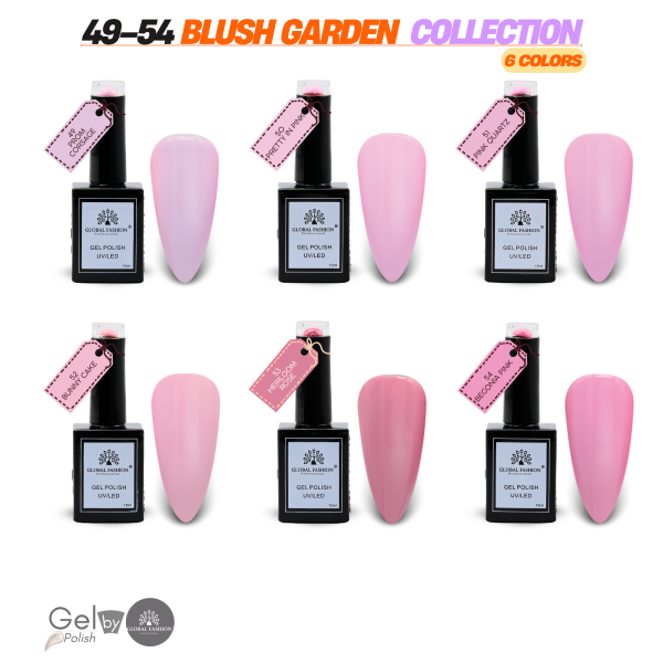 Blush Garden Gel Nail Polish Collection | 49–54 Blush Garden 6p Pink Gel Nail Polish Bottle 15ml - UV LED Soak Off Nail Color UAE GCC | طلاء أظافر جل وردي