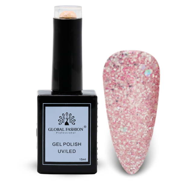 Inky & Indigo Nail Polish 15ml UV LED | 122-Raspberry Parfait Glitter 1p Indigo Glitter Gel Nail Polish Bottle 15ml - UV LED Soak Off Nail Color UAE GCC | طلاء أظافر جل بنفسجي