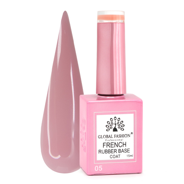 Global Fashion Rubber Base Coat French Gel Polish, 15ml | 05