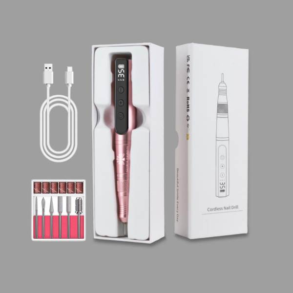 GLOBAL FASHION 35K RPM Rechargeable E-File – Portable USB Nail Drill 24W Silver
