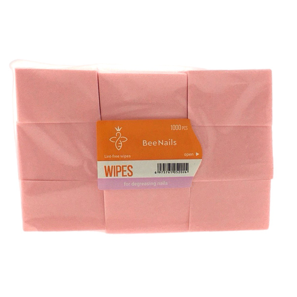Lint Free Wipes Bee Nails 1000 pcs, Pink
