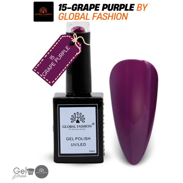 Coral Crush Nail Polish 15ml UV LED | 15-Grape Purple 1p Coral Gel Nail Polish Bottle 15ml - UV LED Soak Off Nail Color UAE GCC | طلاء أظافر جل