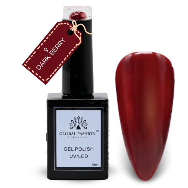 Dark Berry Gel Nail Polish 15ml UV LED | 9-Dark Berry 1p Crimson Red Gel Nail Polish Bottle 15ml - UV LED Soak Off Nail Color UAE GCC | طلاء أظافر جل أحمر