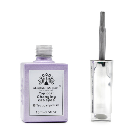 Top Changing Cat Eyes Gel, Silver Magnetic Cat Eye Nail Gel, UV LED Nail Top Coat, Cat Eye Nail Gel Polish Silver Effect, جل اظافر كات آيز فضي, جل مغناطيسي فضي للأظافر
