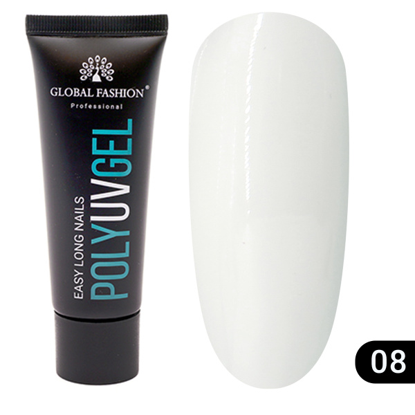 Global Fashion Poly UV Gel 30g - Easy Long Nails Polygel | 08 (white)