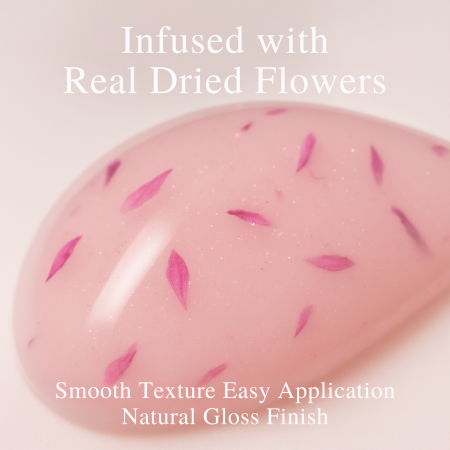HEMA-Free Builder Flower Gel 8ml by Global Fashion – Real Dried Floral Petals, UV/LED Cure