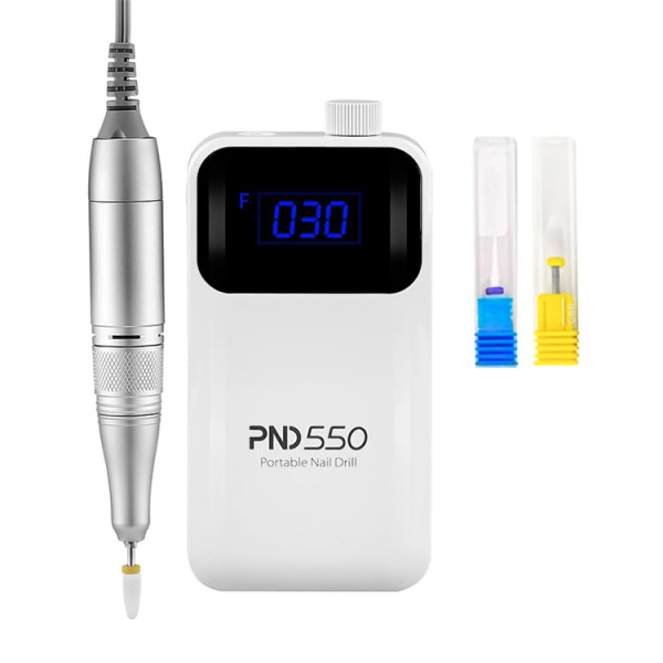PND550 Cordless Nail Drill 30000 RPM LCD | White Cordless Nail Drill 30000 RPM Electric Nail File UAE GCC | جهاز أظافر