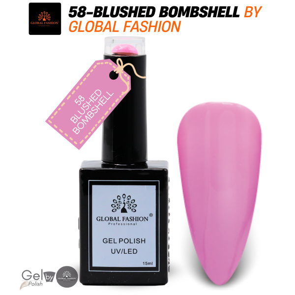 Pretty in Pink Nail Polish 15ml UV LED | 58-Blushed Bombshell 1p Pink Gel Nail Polish Bottle 15ml - UV LED Soak Off Nail Color UAE GCC | طلاء أظافر جل وردي