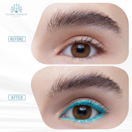 Colored gel eyeliner close up ultra fine tip no tug glide ايلاينر ملون لقطة مقربة