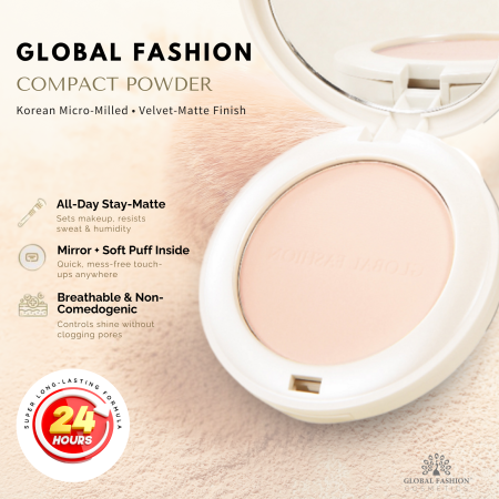 Global Fashion compact powder close up velvet matte finish بودرة مضغوطة لقطة مقربة