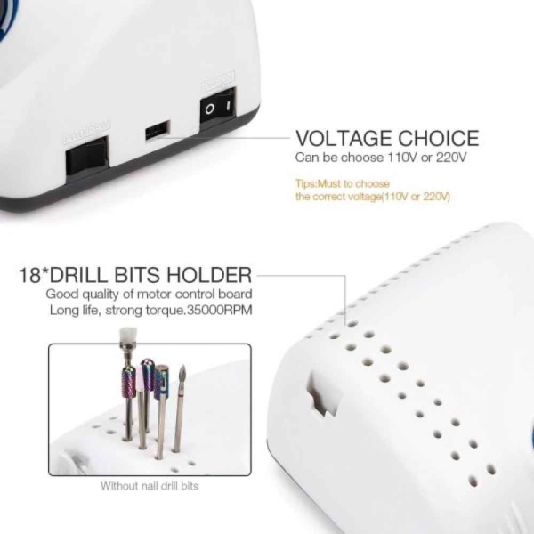 Drill 210 Nail Drill 35000 RPM 65W Electric | White  Cordless Nail Drill 35000 RPM LCD Electric Nail File UAE GCC | جهاز أظافر