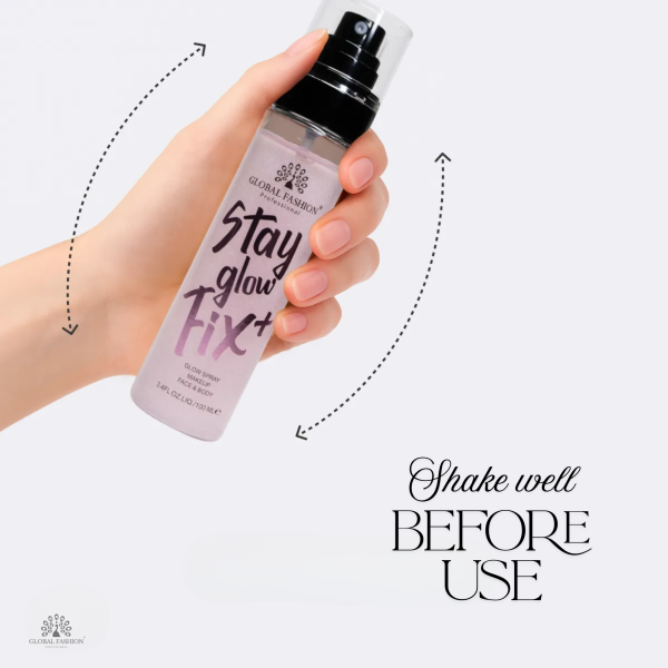 Global Fashion Stay Glow Fix shimmer mist hydrating glow spray بخاخ لمعان للجسم والوجه