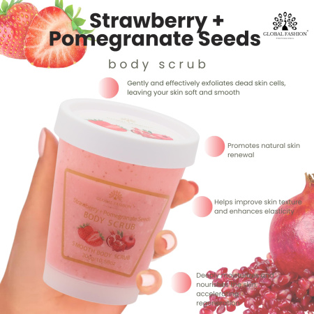 Global Fashion Body Scrub 300g – Collagen Exfoliating | Strawberry & Pomegranate Body Scrub Close View Skin Exfoliator | مقشر الجسم
Global Fashion Body Scrub 300g – Collagen Exfoliating | Strawberry & Pomegranate Natural Skin Scrub Detailed View | سكراب الجسم