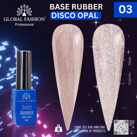 Global Fashion Disco Opal Reflective Rubber Base 8ml | Detailed Shiny Nail Gel Base
جلوبال فاشن ديسكو أوبال ريفلكتيف روبر بيس 8 مل | بيس جل بوليش لامع بالتفصيل

