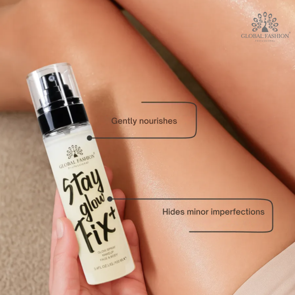 Global Fashion Stay Glow Fix shimmer mist hydrating glow spray بخاخ لمعان للجسم والوجه