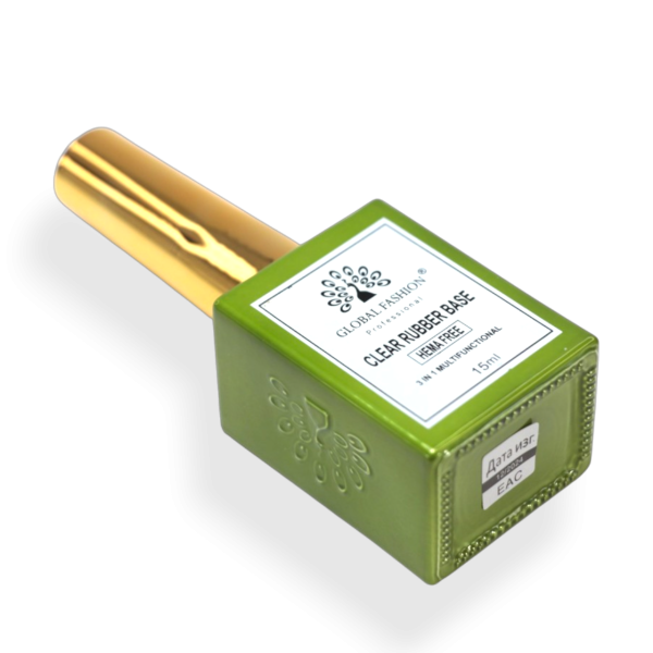 Clear Rubber Base 15ml – Global Fashion | HEMA-Free 3-in-1 Gel Nail Base
كلير روبر بيس 15 مل – جلوبال فاشن | بيس جل 3 في 1 خالي من HEMA
