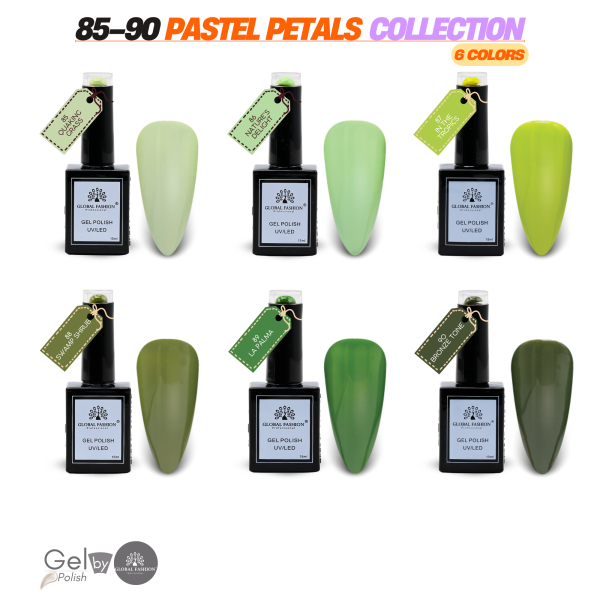 Pastel Petals Gel Nail Polish Collection | 85–90 Pastel Petals 6p Pastel Gel Nail Polish Bottle 15ml - UV LED Soak Off Nail Color UAE GCC | طلاء أظافر جل باستيل