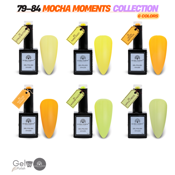 Mocha Moments Gel Nail Polish Collection | 79–84 Mocha Moments 6p Beige Brown Gel Nail Polish Bottle 15ml - UV LED Soak Off Nail Color UAE GCC | طلاء أظافر جل بني