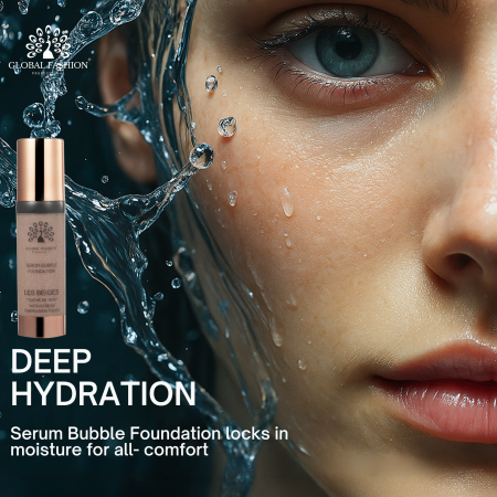 Global Fashion serum foundation close up pore blurring lightweight finish كريم اساس لقطة مقربة طبيعي