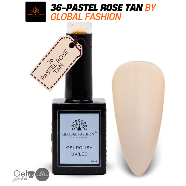 Delicate Whites Nail Polish 15ml UV LED | 36-Pastel Rose Tan 1p White Gel Nail Polish Bottle 15ml - UV LED Soak Off Nail Color UAE GCC | طلاء أظافر جل أبيض