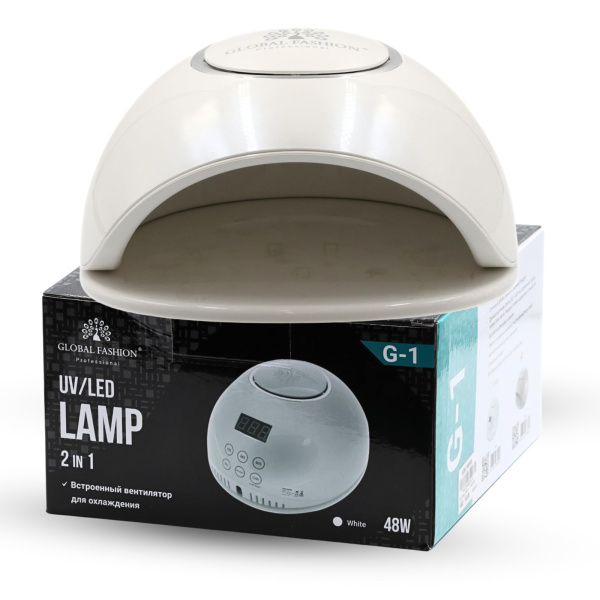 Global Fashion 2-in-1 UV/LED Nail Lamp – Fast 30s Cure, G1 | White uv led nail lamp cordless fast curing 30 seconds gel polish dryer manicure machine