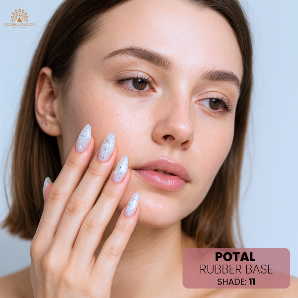 Rubber Base Potal 8ml, Shade 11 – Gold Foil Nail Base Coat
