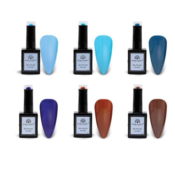 Mint Moods Gel Nail Polish Collection | 103–108 Mint Moods  6p Blue Mint Gel Nail Polish Bottle 15ml - UV LED Soak Off Nail Color UAE GCC | طلاء أظافر جل