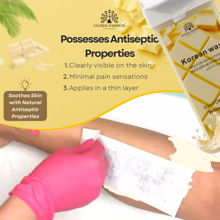 Roll-On Wax Cartridge 400ml – Hair Removal | White Chocolate Wax Cartridge Close View Hair Removal | شمع رول
Roll-On Wax Cartridge 400ml – Hair Removal | White Chocolate Paraffin Wax Detailed View Skin Care | شمع بارافين