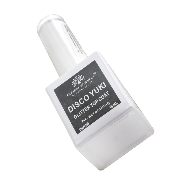 Global Fashion Disco Yuki Top Coat 15ml, No Wipe Gel Polish Top, Nail Glossy Coat, Top Coat for Gel Nails, جل جلوبال فاشن ديسكو يوكي توب كوت
