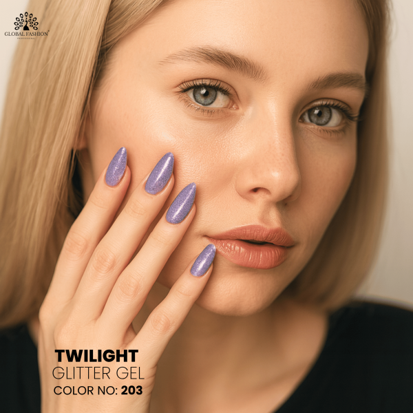 Twilight Glitter Gel Polish – 15 ml Shade 203 – Reflective Holographic Finish
