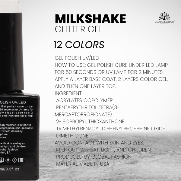 Milkshake Glitter Gel Polish,UV LED Milkshake Nail Gel,Long-Lasting Glitter Milkshake Nail Gel,Soak-Off Sparkle Milkshake Gel Polish,جل أظافر جلتر ميلك شيك,طلاء جل أظافر ميلك شيك لامع,جل ميلك شيك UV LED,جل أظافر ميلك شيك طويل الأمد
