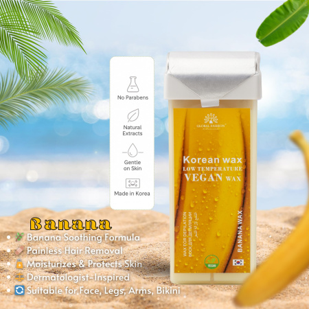 Roll-On Wax Cartridge 100ml – Hair Removal | Banana Wax Cartridge Close View Hair Removal | شمع رول
Roll-On Wax Cartridge 100ml – Hair Removal | Banana Paraffin Wax Detailed View Skin Care | شمع بارافين