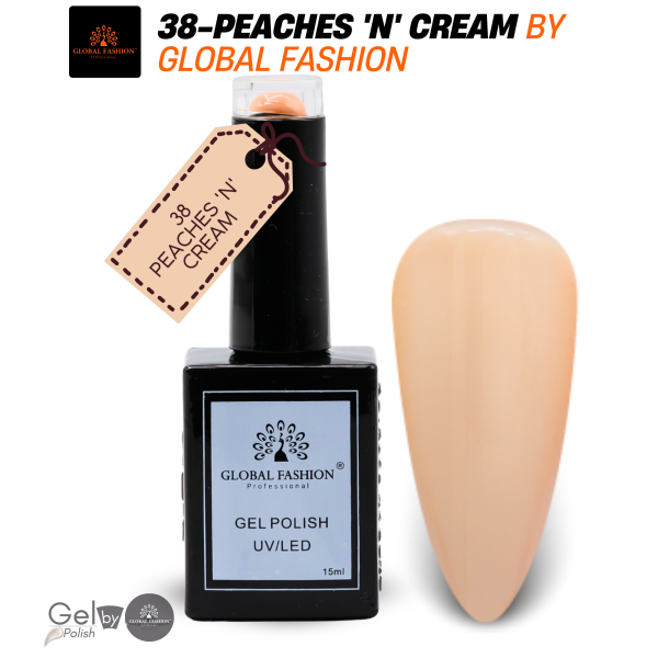 Sunset Sorbet Nail Polish 15ml UV LED | 38-Peaches 'n' Cream 1p Peach Coral Gel Nail Polish Bottle 15ml - UV LED Soak Off Nail Color UAE GCC | طلاء أظافر جل