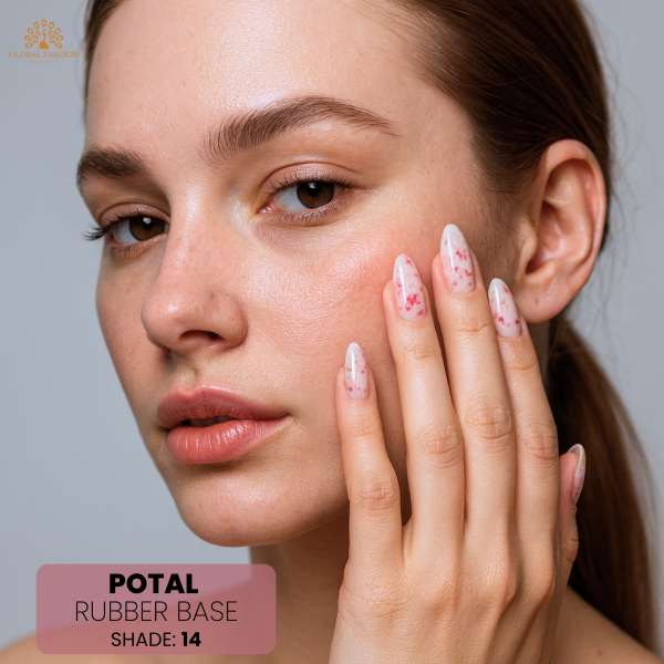 Rubber Base Potal 8ml, Shade 14 – Gold Foil Nail Base Coat
