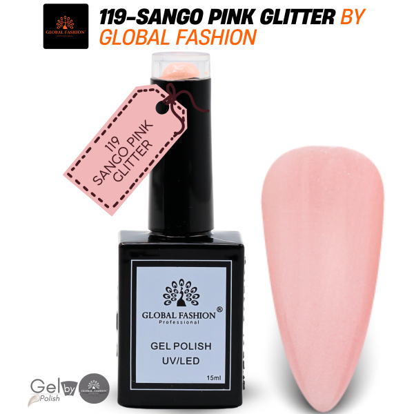 Brilliant Blues Nail Polish 15ml UV LED | 119-Sango Pink Glitter 1p Blue Glitter Gel Nail Polish Bottle 15ml - UV LED Soak Off Nail Color UAE GCC | طلاء أظافر جل أزرق