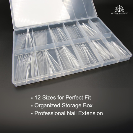 Full Cover Gel Tips 120pcs – Clear Nail Extensions | Stiletto Nail Tips Close View Extension Kit | اطراف اظافر
Full Cover Gel Tips 120pcs – Clear Nail Extensions | Stiletto Dual Nail Forms Detailed View | اظافر صناعية