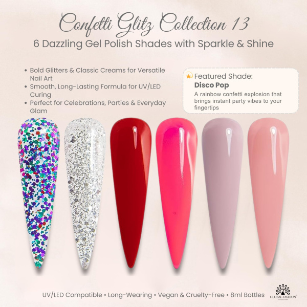 Black Elite Gel Nail Polish Set 6x8ml – UV/LED | Confetti Glitz Gel Nail Polish Set UV LED High Shine | طلاء اظافر جل
Black Elite Gel Nail Polish Set 6x8ml – UV/LED | Confetti Glitz Nail Gel Polish Set Long Lasting | مناكير جل