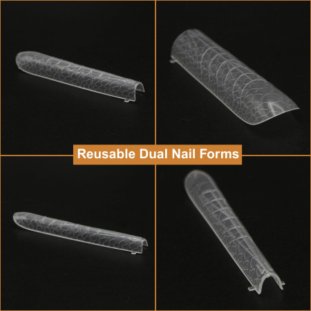 Dual Nail Forms 120pcs – Clear Poly Gel Forms | Coffin Nail Tips Close View Extension Kit | اطراف اظافر
Dual Nail Forms 120pcs – Clear Poly Gel Forms | Coffin Dual Nail Forms Detailed View | اظافر صناعية