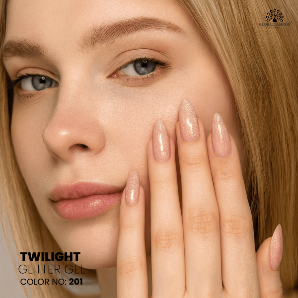 Twilight Glitter Gel Polish – 15 ml Shade 201 – Reflective Holographic Finish
