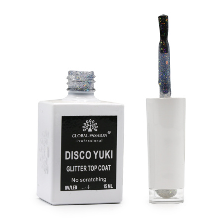 Disco Yuki Top without sticky layer, Global Fashion Nail Gel, 15ml Top Coat, No Wipe Gel Polish Finish, جل ديسكو يوكي طبقة علوية بدون مسح للأظافر
