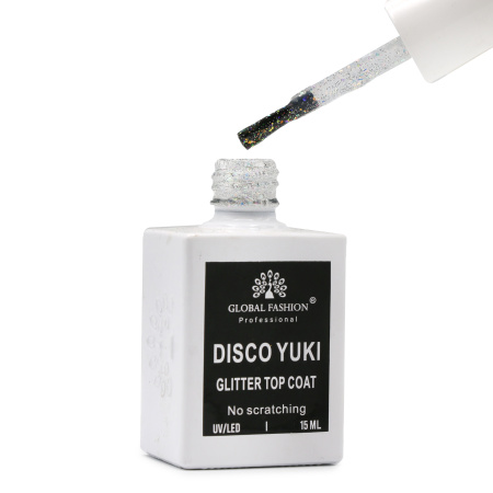 Disco Yuki Top without sticky layer, Global Fashion Nail Gel, 15ml Top Coat, No Wipe Gel Polish Finish, جل ديسكو يوكي طبقة علوية بدون مسح للأظافر
