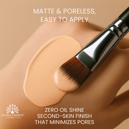 Global Fashion CC foundation close up matte lightweight finish كريم اساس سي سي لقطة مقربة