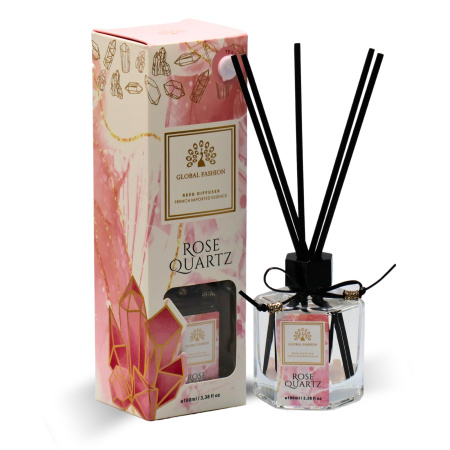Rose Quartz Reed Diffuser 100ml Aromatherapy Reed Diffuser Close Up - Luxury Aromatherapy Home Decor Fragrance | معطر منزلي صورة مقربة