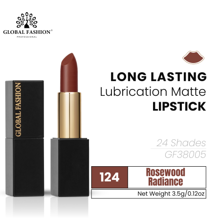 Global Fashion matte lipstick close up high pigment moisturizing finish احمر شفاه مطفي مرطب لقطة مقربة