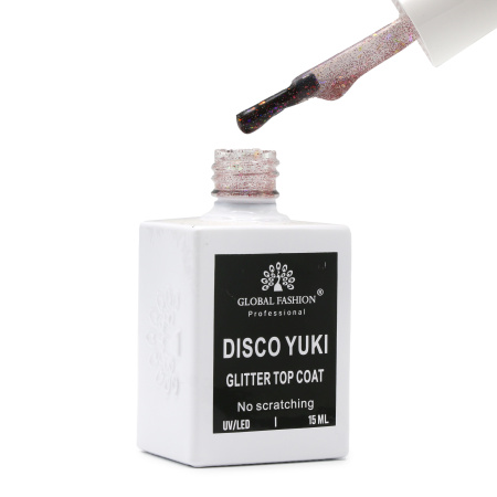 Disco Yuki Top without sticky layer, Global Fashion Nail Gel, 15ml Top Coat, No Wipe Gel Polish Finish, جل ديسكو يوكي طبقة علوية بدون مسح للأظافر
