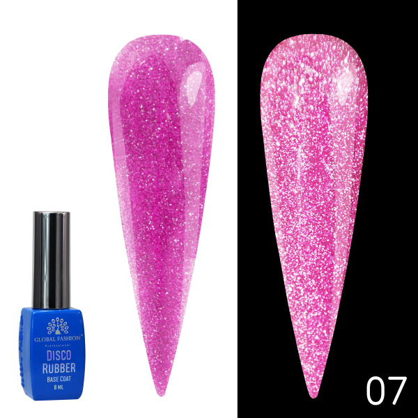Disco Opal Reflective Rubber Base Coat | Shimmering Builder Gel for Gel Nails , 8ml | 07